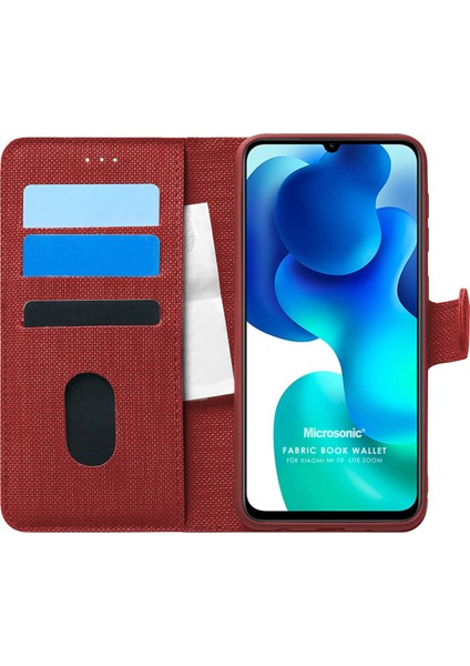 Xiaomi Mi 10 Lite Zoom Kılıf Fabric Book Wallet Kırmızı