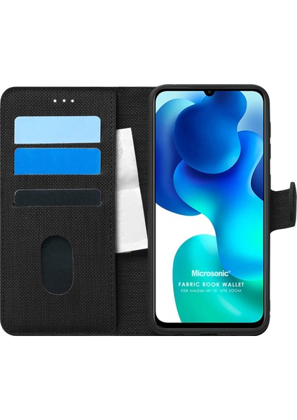 Xiaomi Mi 10 Lite Kılıf Fabric Book Wallet Siyah