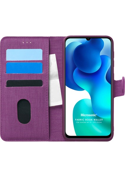 Xiaomi Mi 10 Lite Kılıf Fabric Book Wallet Mor