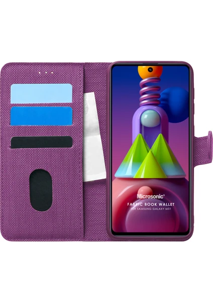 Samsung Galaxy M51 Kılıf Fabric Book Wallet Mor