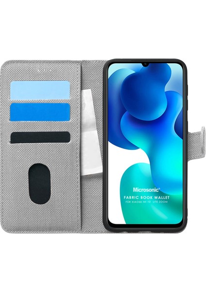 Xiaomi Mi 10 Lite Zoom Kılıf Fabric Book Wallet Gri