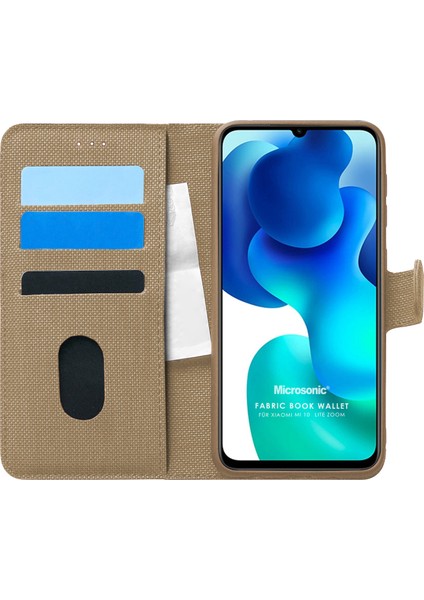 Xiaomi Mi 10 Lite Kılıf Fabric Book Wallet Gold