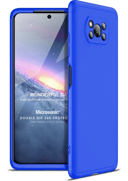 Xiaomi Poco X3 Pro Kılıf Double Dip 360 Protective Mavi