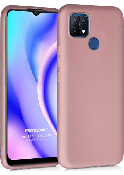 Matte Silicone Oppo A15S Kılıf Rose Gold