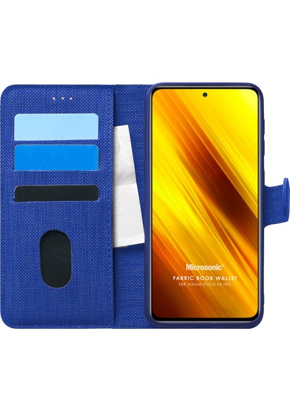 Xiaomi Poco X3 Pro Kılıf Fabric Book Wallet Lacivert