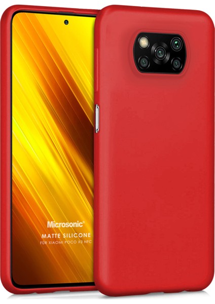 Matte Silicone Xiaomi Poco X3 Pro Kılıf Kırmızı