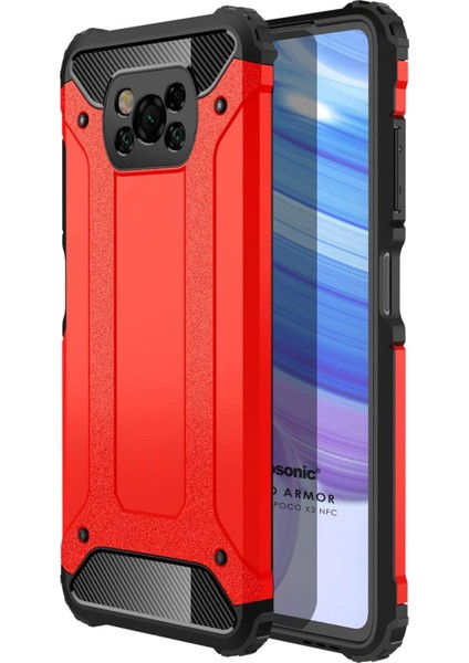 Xiaomi Poco X3 Pro Kılıf Rugged Armor Kırmızı