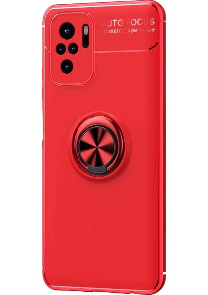 Xiaomi Redmi Note 10 Kılıf Kickstand Ring Holder Kırmızı
