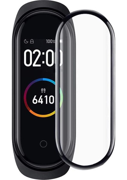 Xiaomi Mi Band 6 Tam Kaplayan Temperli Cam Full Ekran Koruyucu Siyah