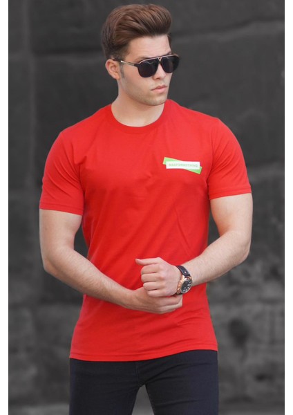 Kırmızı Erkek Baskılı Tişört 5270