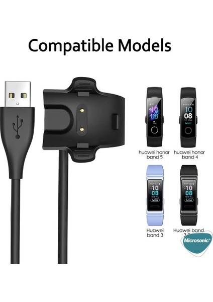 Huawei Band 4 Pro Manyetik USB Şarj Kablosu Siyah