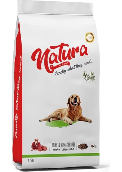 Natura Düşük Tahıllı Kuzu Etli ve Narlı Yetişkin Köpek Maması 2.75 kg