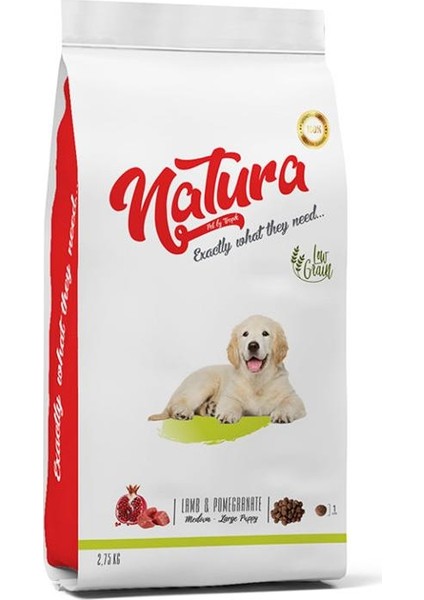 Natura Düşük Tahıllı Kuzu Etli ve Narlı Yavru Köpek Maması 2.75 kg