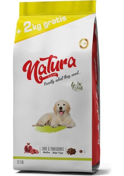 Natura Düşük Tahıllı Kuzu Etli ve Narlı Yavru Köpek Maması 12 kg