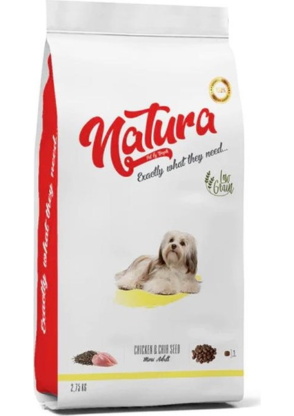 Natura Tavuk Etli ve Chia Tohumlu Küçük Irk Köpek Maması 2.75 kg