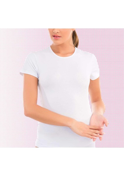 Imer Kadın Penye Modal 0 Yaka Kısa Kol T-Shirt 1264