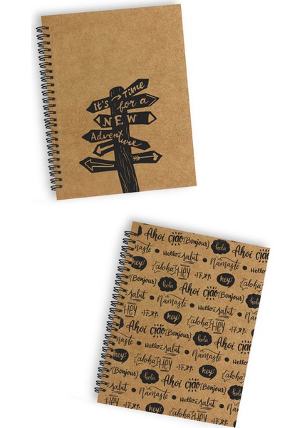 A5 Spiralli Çizgisiz Kraft Defter Seti 2'li