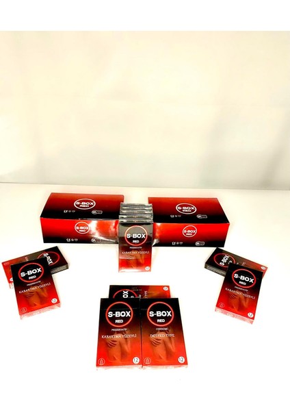 S-Box Red Prezervatif Kabartma Yüzeyli 12 Paket
