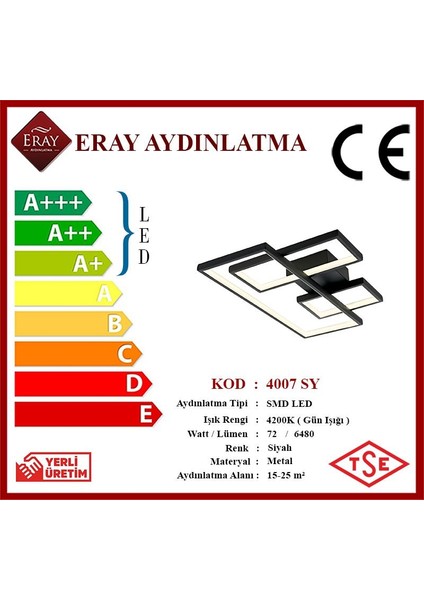 Eray Aydınlatma 4007 Siyah LED Avize