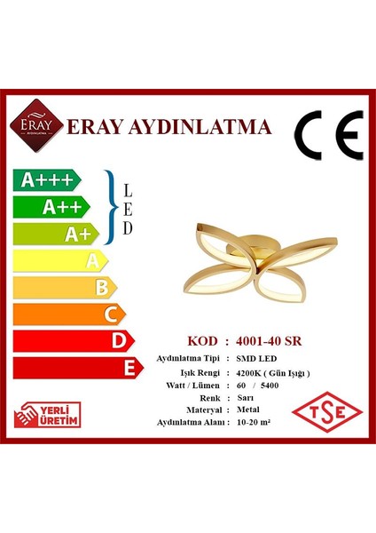 4001-40 Sarı LED Avize