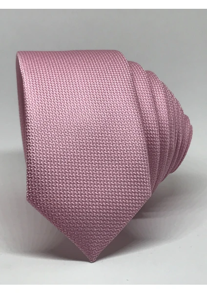 Kravat Gezegeni Pembe Renk Slim Fit Oxford Kuş Gözü Desen Kravat