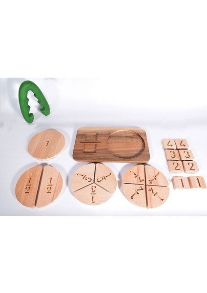 Ahşap Ürün Ahşap Matematik Kesirler Tablosu (Montessori - %100 Doğal) - Eğitici Oyuncak