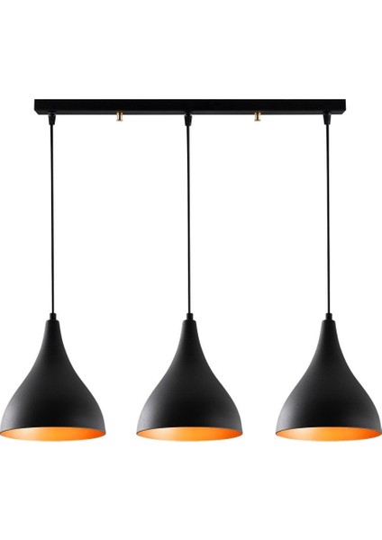 Retro Üçlü Masa Üstü Sarkıt Avize Taban Uzunluğu: 60CM