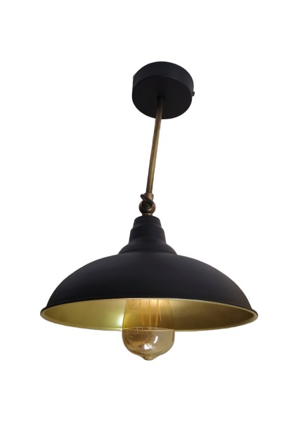 Retro,vintage Siyah Içi Gold mafsallı hareketli başlık Tekli Metal Sarkıt avize