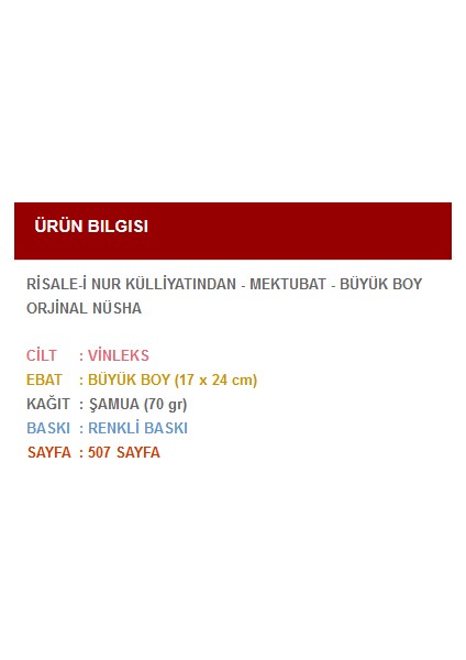 Mektubat (Büyük Boy) - Bediüzzaman Said Nursi