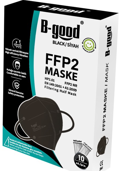 B-Good Ffp2 Siyah Maske 10'lu