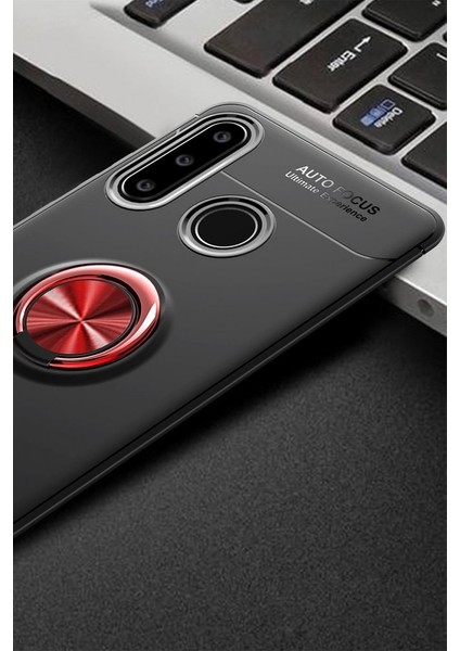 Huawei P30 Lite Kılıf Yüzüklü Silikon Range Siyah-Kırmızı fiyatları
