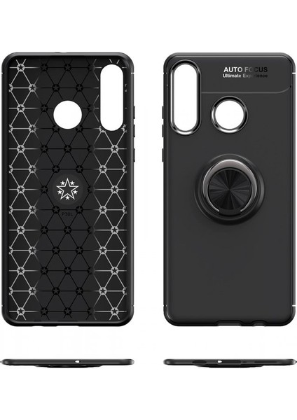 Huawei P30 Lite Kılıf Yüzüklü Silikon Range Siyah-Kırmızı fırsatları