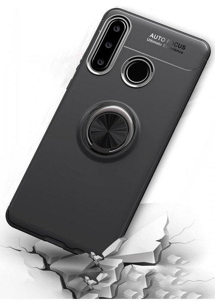 Huawei P30 Lite Kılıf Yüzüklü Silikon Range Siyah-Kırmızı indirimleri