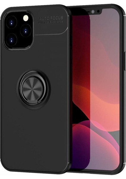 Apple iPhone 12 Pro Max Kılıf Yüzüklü Silikon Range Siyah