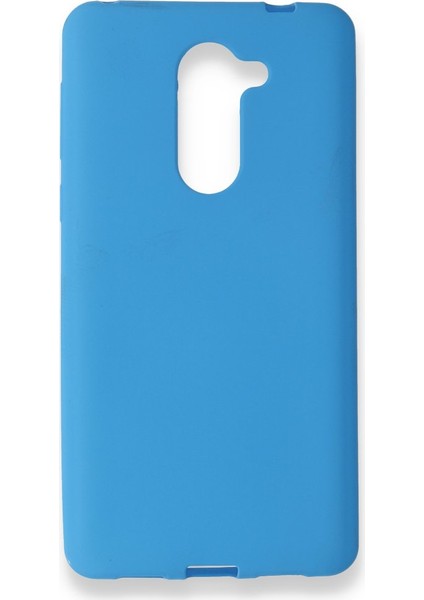 Huawei Gr5 2017 Kılıf Yumuşak Dokulu Silikon + Ekran Koruyucu Cam Mavi