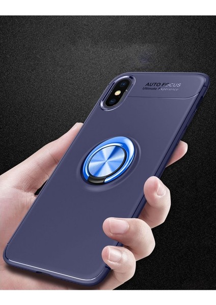 Apple iPhone Xs Kılıf Yüzüklü Silikon Range Mavi fiyatları