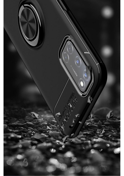 Oppo A92 Kılıf Yüzüklü Silikon Range Siyah-Kırmızı indirimleri