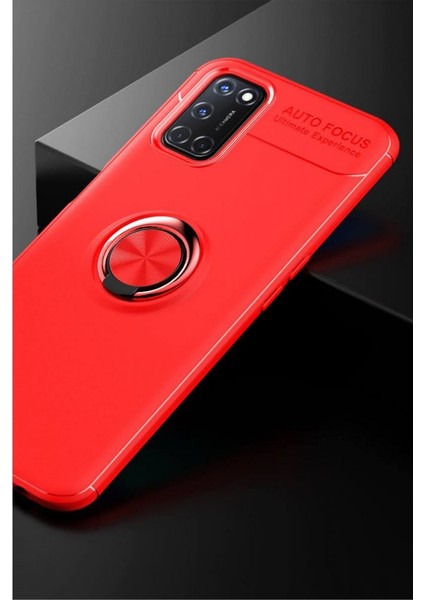 Oppo A92 Kılıf Yüzüklü Silikon Range Kırmızı fiyatları