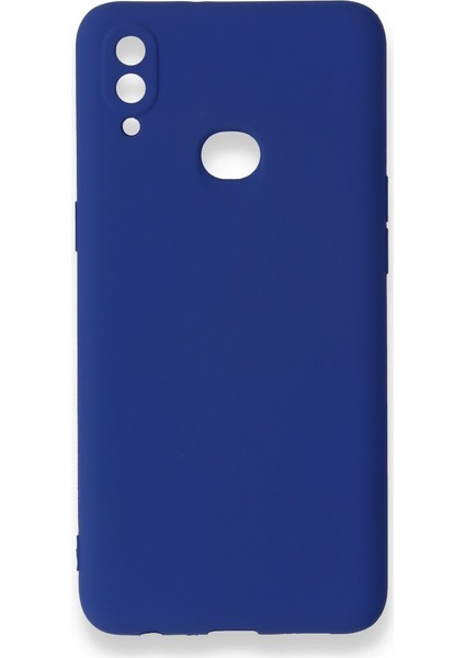 Samsung Galaxy A10S Kılıf Yumuşak Dokulu Silikon + Ekran Koruyucu Cam Lacivert