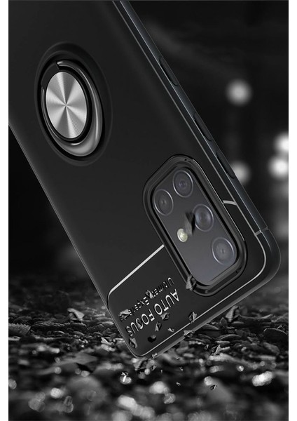 Samsung Galaxy A51 Kılıf Yüzüklü Silikon Range Siyah indirimleri