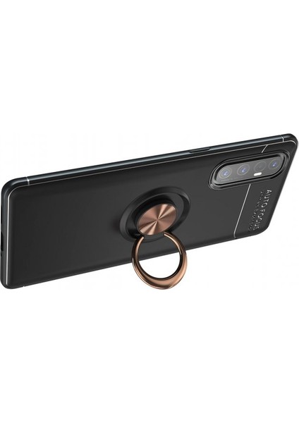 Oppo Reno 3 Pro Kılıf Yüzüklü Silikon Range Siyah-Gold fiyatları