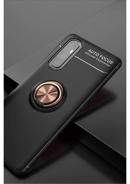 Oppo Reno 3 Pro Kılıf Yüzüklü Silikon Range Siyah-Gold modelleri