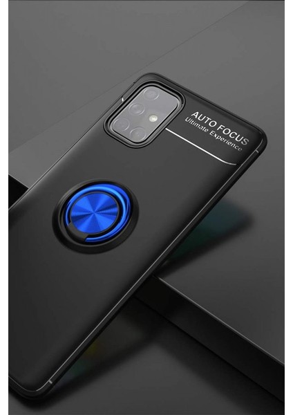 Samsung Galaxy A51 Kılıf Yüzüklü Silikon Range Siyah-Mavi fiyatları