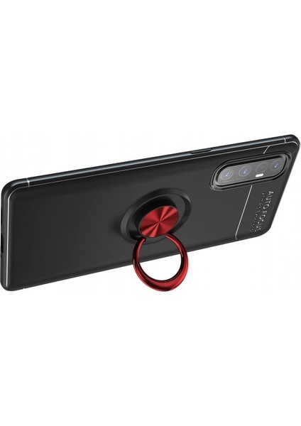 Oppo Reno 3 Pro Kılıf Yüzüklü Silikon Range Siyah-Kırmızı fiyatları