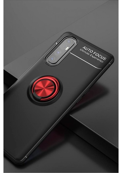 Oppo Reno 3 Pro Kılıf Yüzüklü Silikon Range Siyah-Kırmızı modelleri