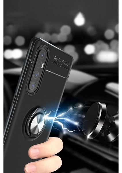 Oppo Reno 3 Pro Kılıf Yüzüklü Silikon Range Siyah-Gold indirimleri