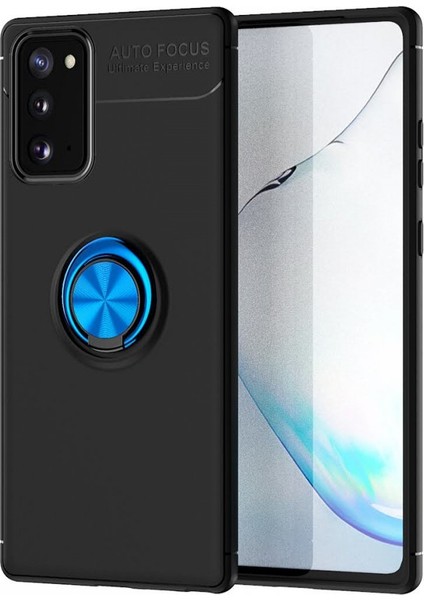 Samsung Galaxy Note 20 Kılıf Yüzüklü Silikon Range Siyah-Mavi