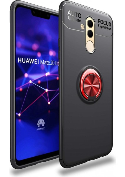 Huawei Mate 20 Lite Kılıf Yüzüklü Silikon Range Siyah-Kırmızı