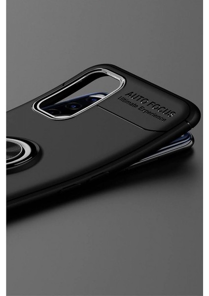 Oppo A72 Kılıf Yüzüklü Silikon Range Siyah-Mavi fırsatları