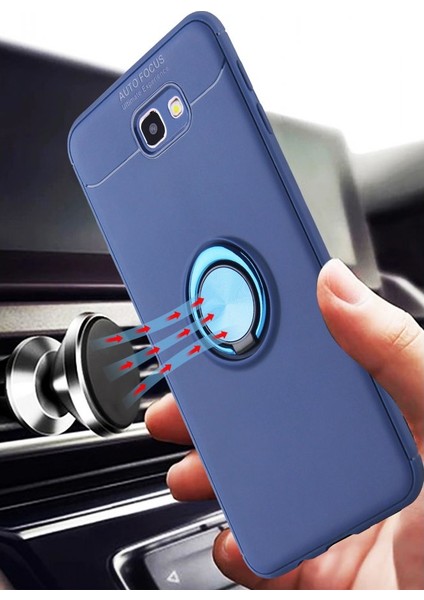 Samsung Galaxy J7 Prime Kılıf Yüzüklü Silikon Range Siyah-Kırmızı modelleri